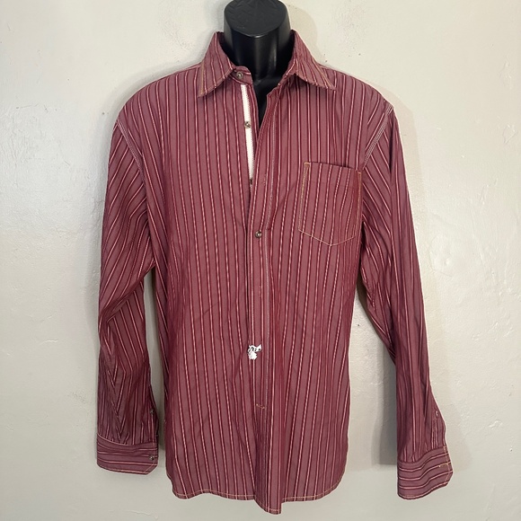 EQ Rooster Long Sleeve Shirt Large Gently worn 100% cotton texture stripe - Picture 1 of 5